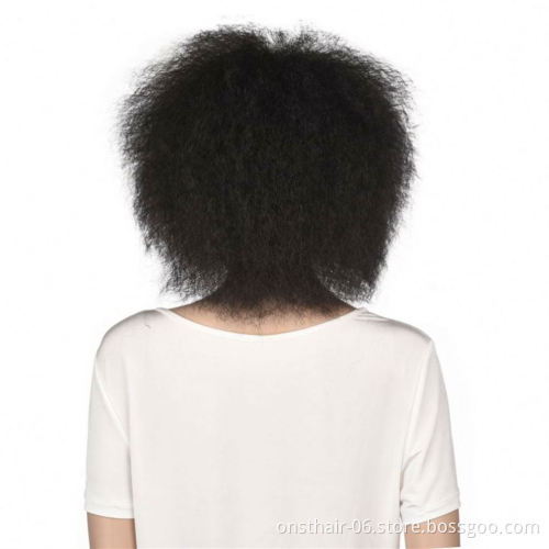 MYZYR own brand, Africacheap heat-resistant synthetic wig, fluffy short straight hair black yellow #99j color (yellow)